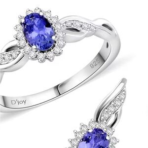 Tanzanite And White Zircon Ring And Matching Pendant In Sterling Silver